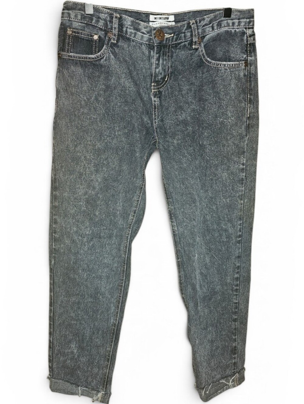 ONE TEASPOON Gray Low Waist Mid Rise Relaxed Leg Tapered Rolled Cuff Jeans - 26